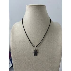 Hamsa pendant necklace silver tone